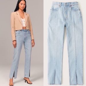 ⏰🚨👖NWT! A&Fitch The 90s Straight Leg Ultra High Rise split hem jeans size 34